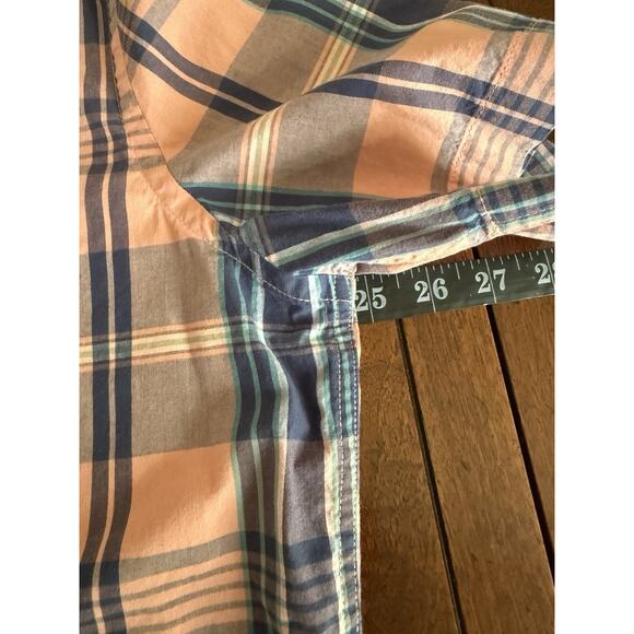 Foundry Button Down Shirt Mens Sz XLT Tall Pink Blue‎ Plaid Short Sleeve Cotton - Picture 4 of 7